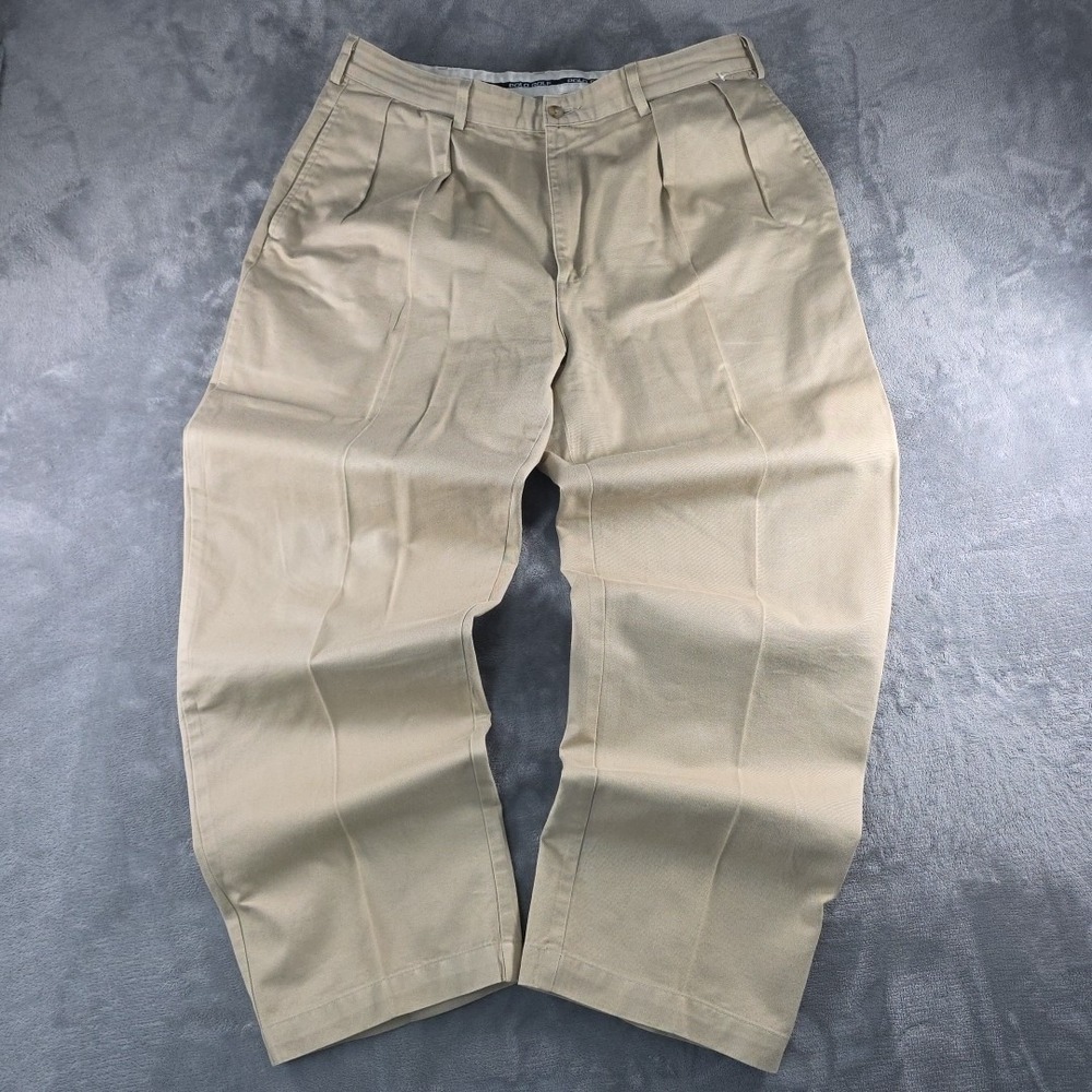 Vintage Polo Ralph Lauren Pleated Khaki Pants Size 36x30 Y2K‎ Pocket Hit